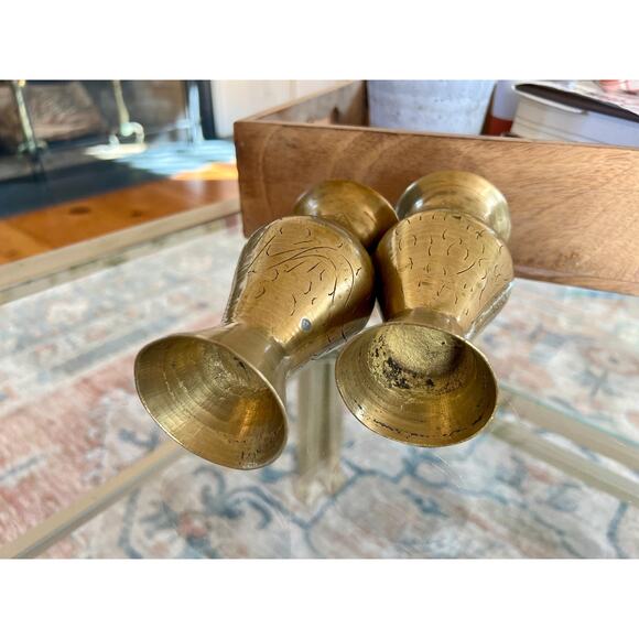 Vintage Brass Vases, Gold Vase, Bohemian, Etched Bud Vases, Wildflower Vases - Picture 10 of 10